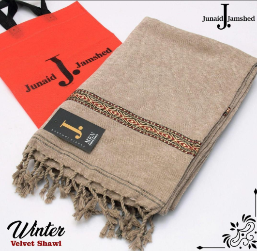 J. Inspired Luxurious Velvet Beige Shawl for Men