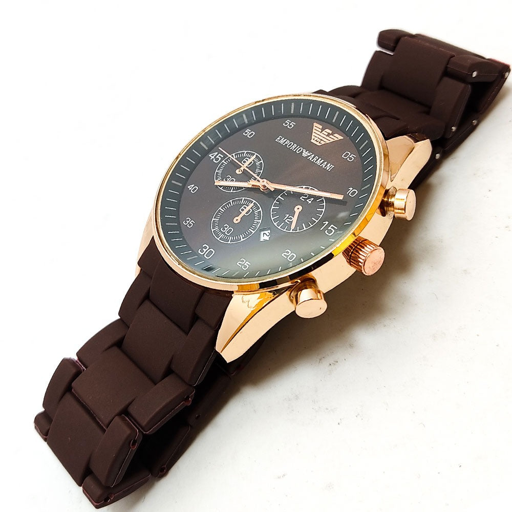 Emporio Armani Inspired Men’s Quartz Stainless Steel Brown Dial Watch (AR5890-R)